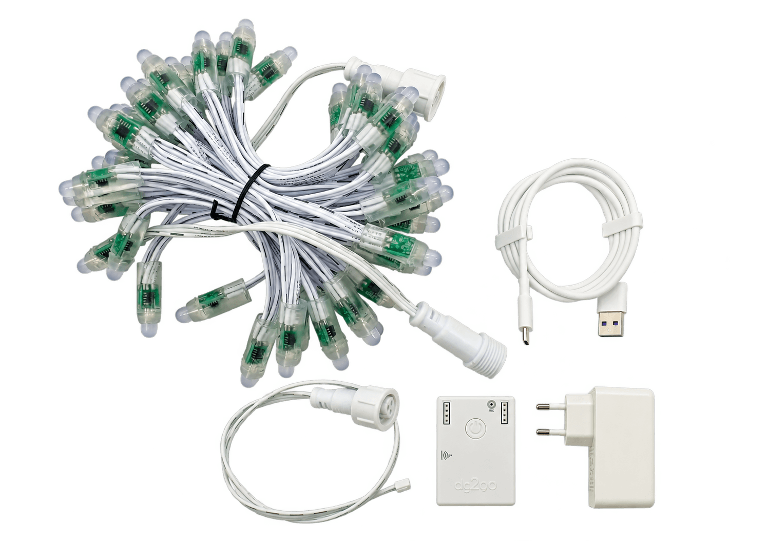 QuinLED dig2go pixelpakke – 50 RGB-piksler med WLED